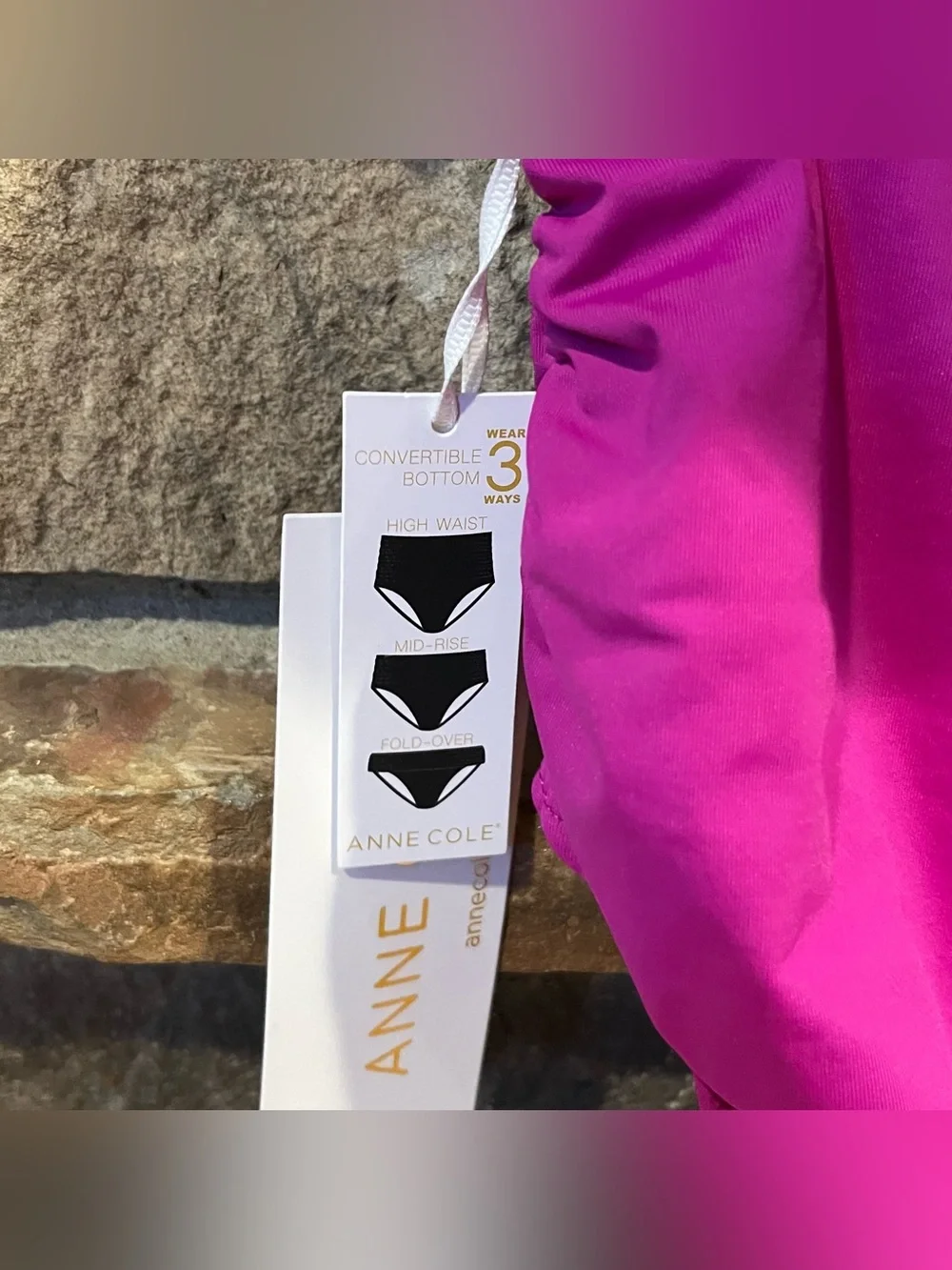 Anne Cole Fuchsia Tankini Swimsuit with Convertible Bottoms